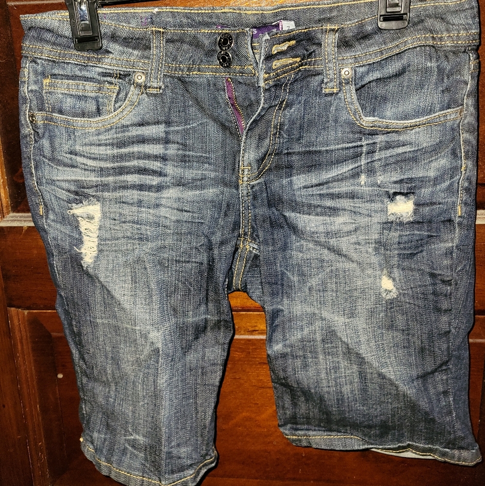 Vigoss Distressed Denim Bermuda Shorts Lowrise